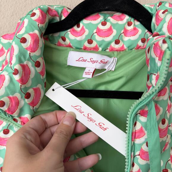 NWT NEW Lisa Says Gah Convertible Jelly Cakes Puffer Jacket Size L - Picture 4 of 6